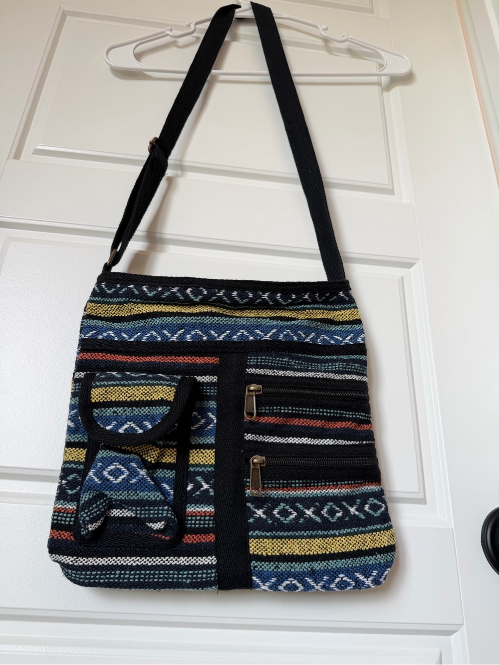 Y2K Boho Multicolor Woven Geometric Crossbody Bag Festival Purse